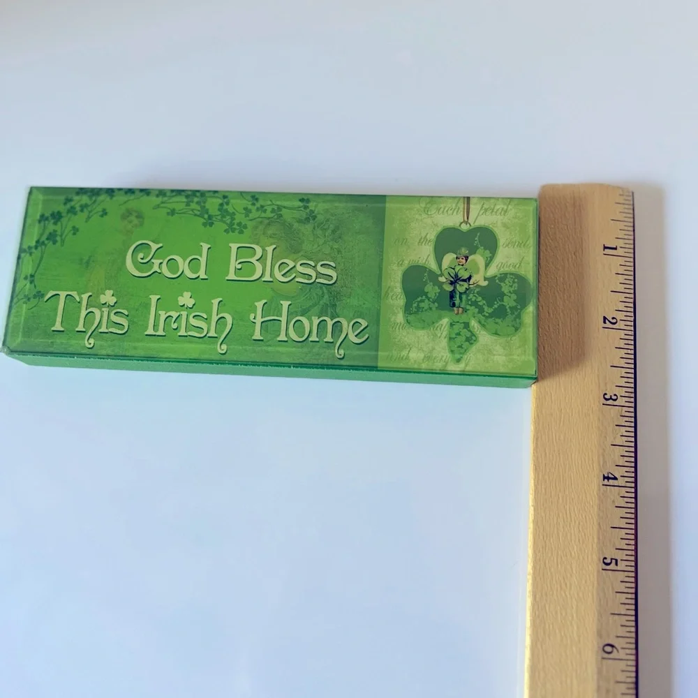 Two Kelly Green Irish Decorations Featuring Shamrocks and Witty Verbiage.